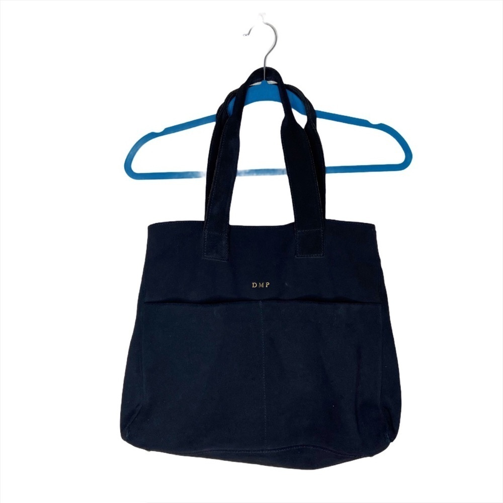 LOLA New York Black Suede Leather Large Tote Bag Purse
